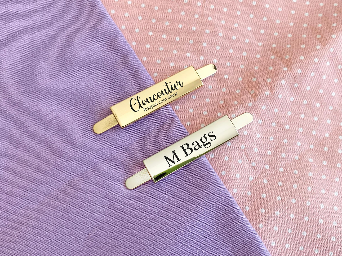 Etiquetas em Metal com Garras | Retangular 3,8x1cm | Personalizadas