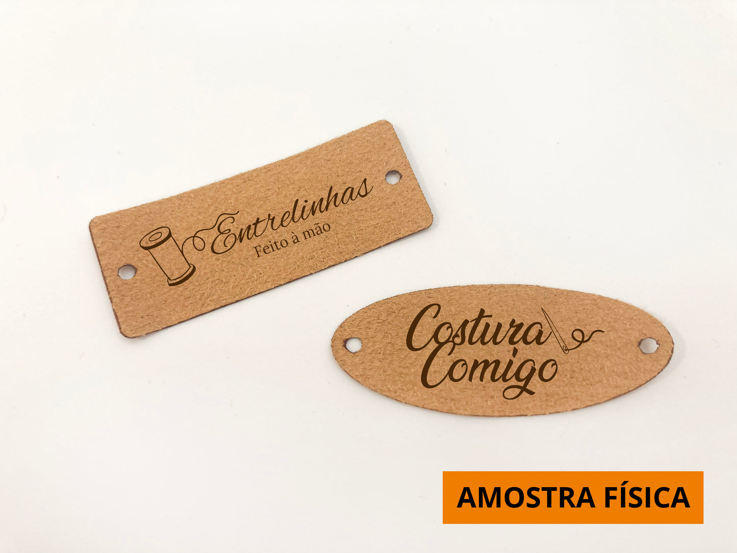 Amostra Física | Etiqueta em Camurça Personalizada