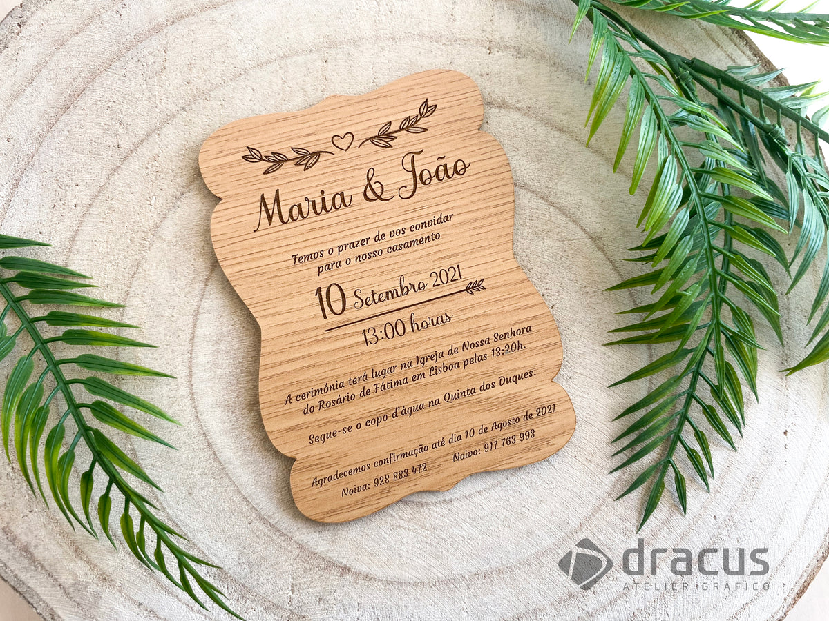 Convite de Casamento em MDF | Coração