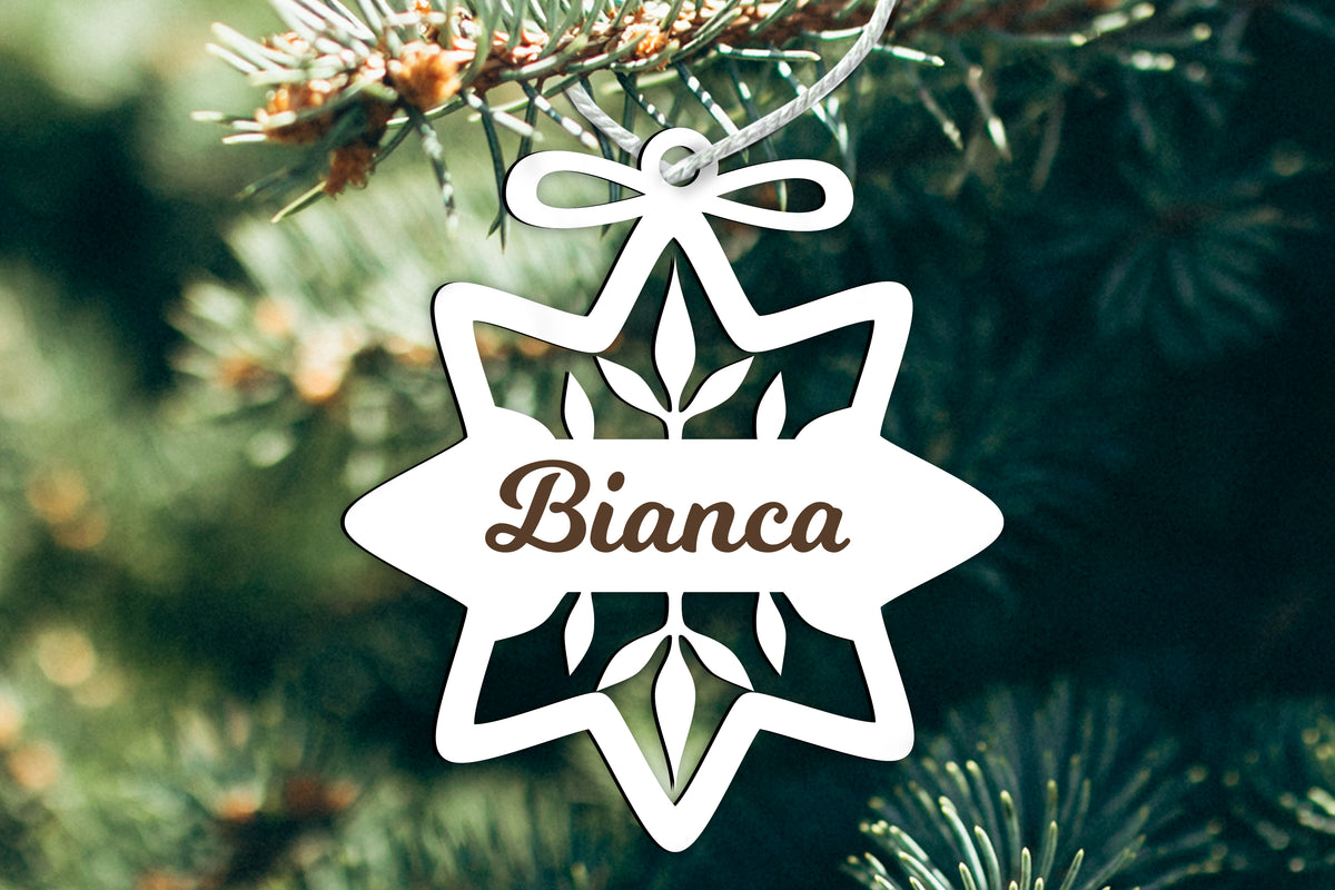 Ornamento de Natal em MDF com Nome Gravado | Estrela com Laço