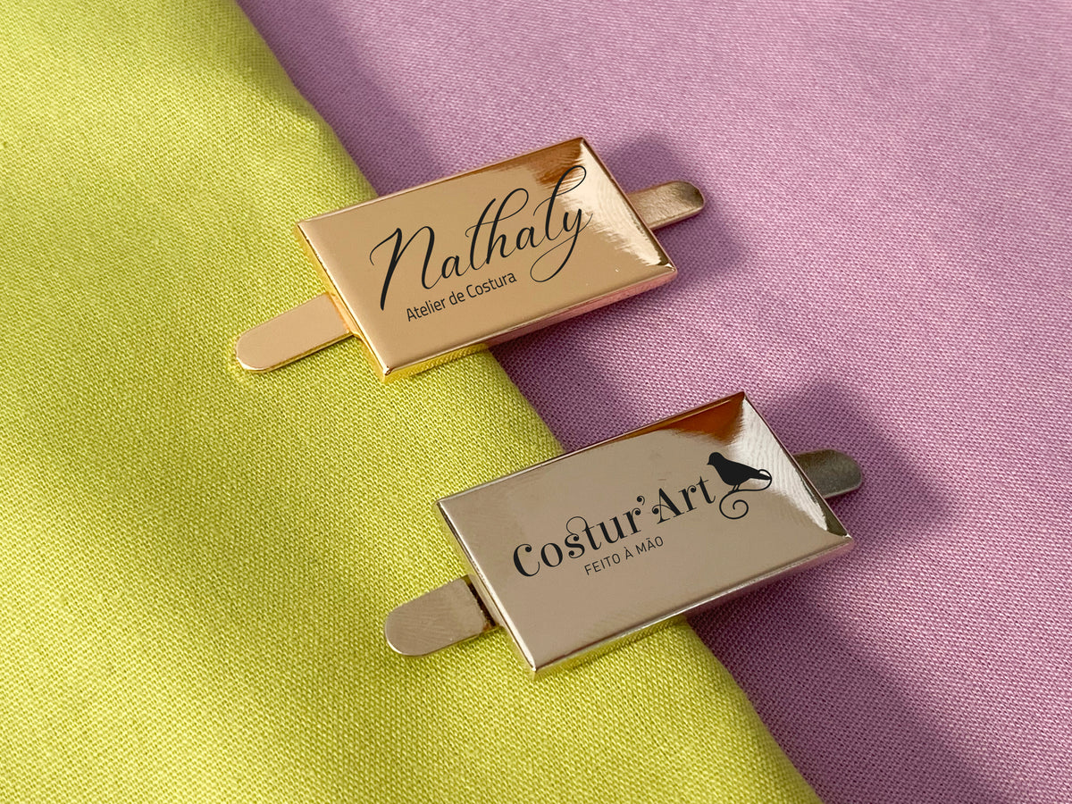 Etiquetas em Metal com Garras | Retangular 3,2x1,9cm | Personalizadas