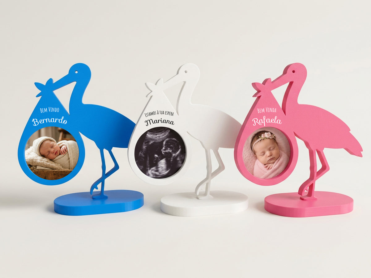 Moldura Cegonha com Fotografia | Personalizado | Várias Cores