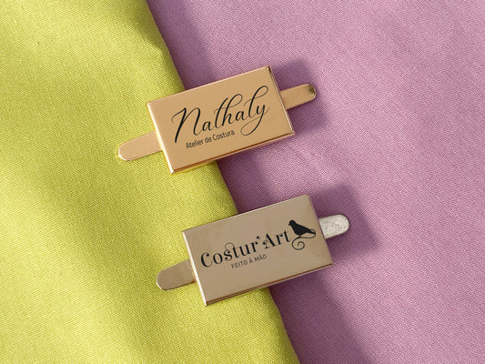 Etiquetas em Metal com Garras | Retangular 3,2x1,9cm | Personalizadas