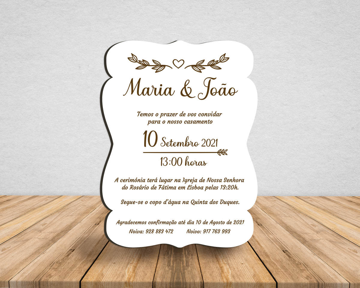 Convite de Casamento em MDF | Coração