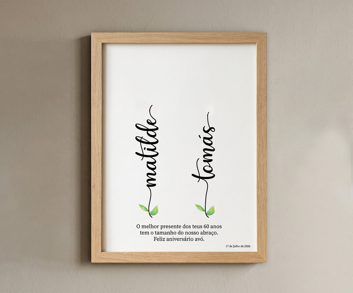 Poster/Moldura 30x40cm | Jardim de Família | Para as crianças carimbarem as suas próprias mãos