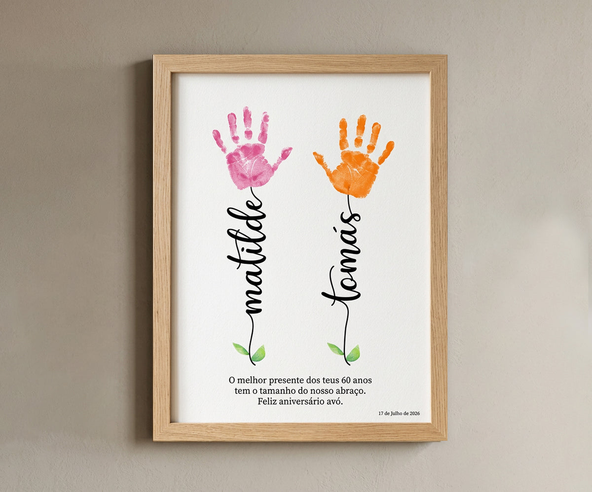 Poster/Moldura 30x40cm | Jardim de Família | Para as crianças carimbarem as suas próprias mãos