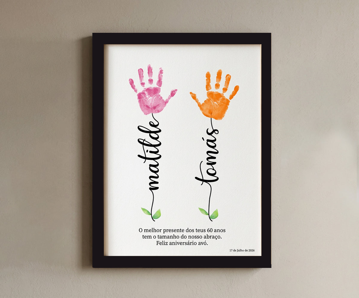 Poster/Moldura 30x40cm | Jardim de Família | Para as crianças carimbarem as suas próprias mãos