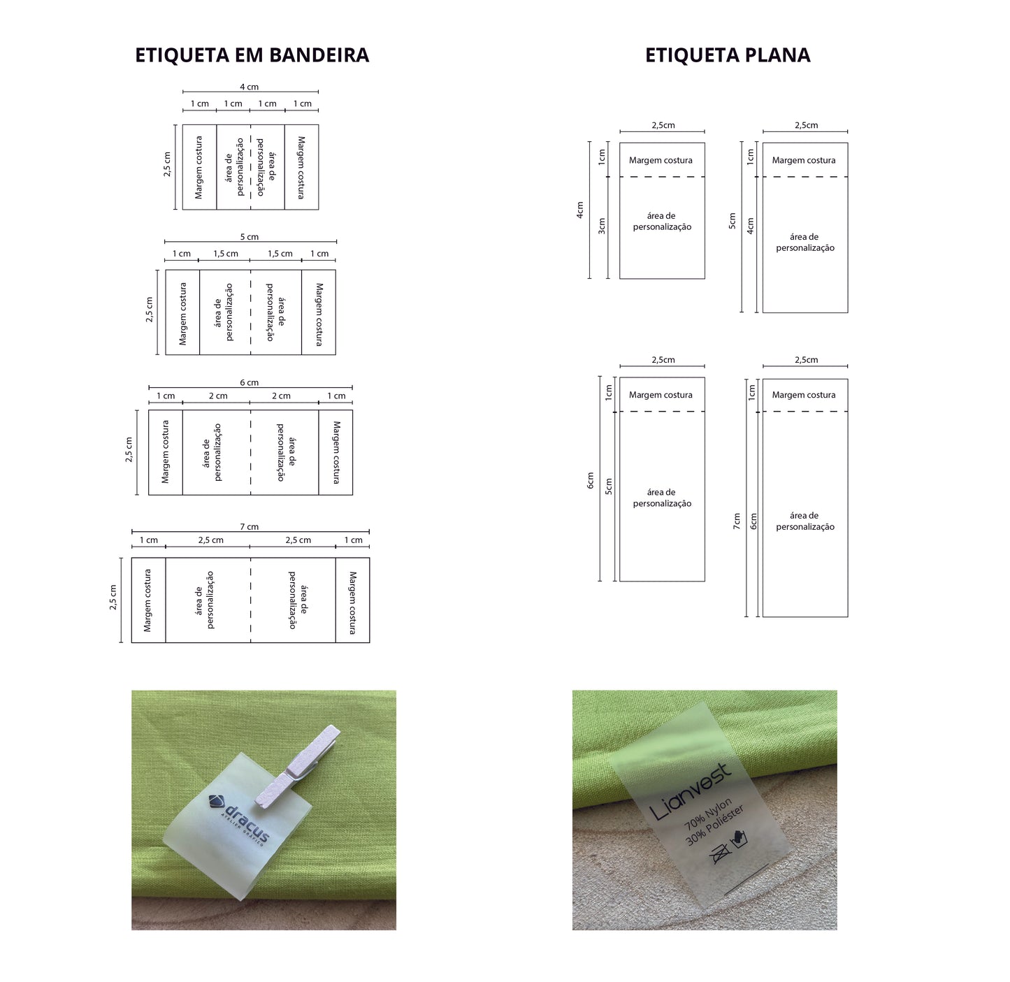 Etiquetas em Silicone TPU | Bandeira / Planas | Largura 2,5cm