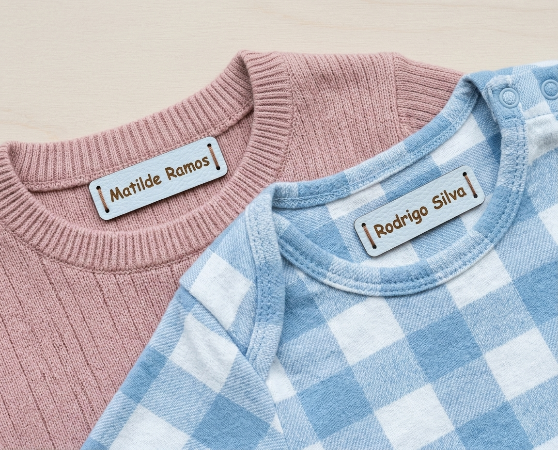 Etiquetas em Napa 3,5x1cm | Personalizadas com nome