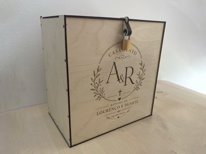 Caixa para Envelopes Casamento/Batizado |  Em Madeira | Personalizada