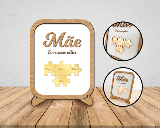 Moldura em MDF e Acrílico Espelhado | Puzzle Mãe | Personalizada