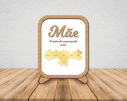 Moldura em MDF e Acrílico Espelhado | Puzzle Mãe | Personalizada
