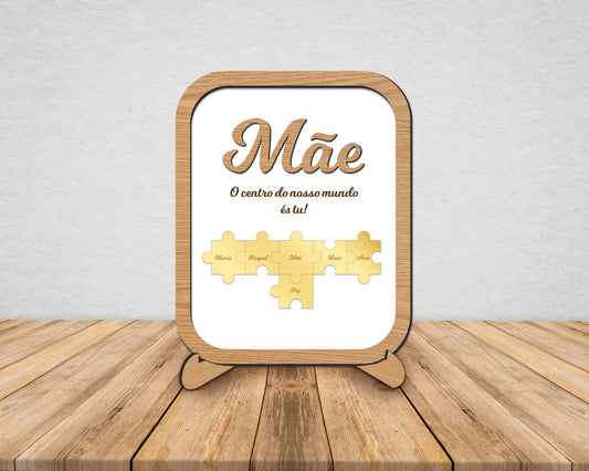 Moldura em MDF e Acrílico Espelhado | Puzzle Mãe | Personalizada