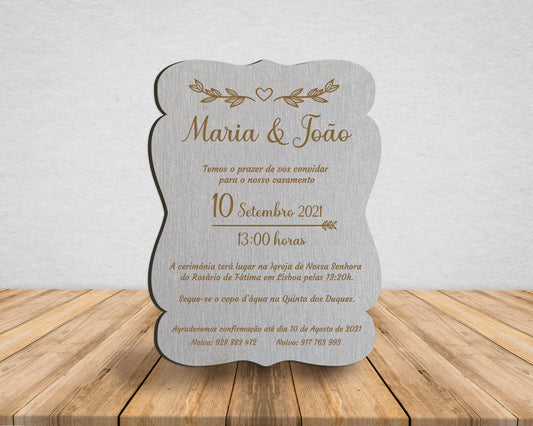 Convite de Casamento em MDF | Coração